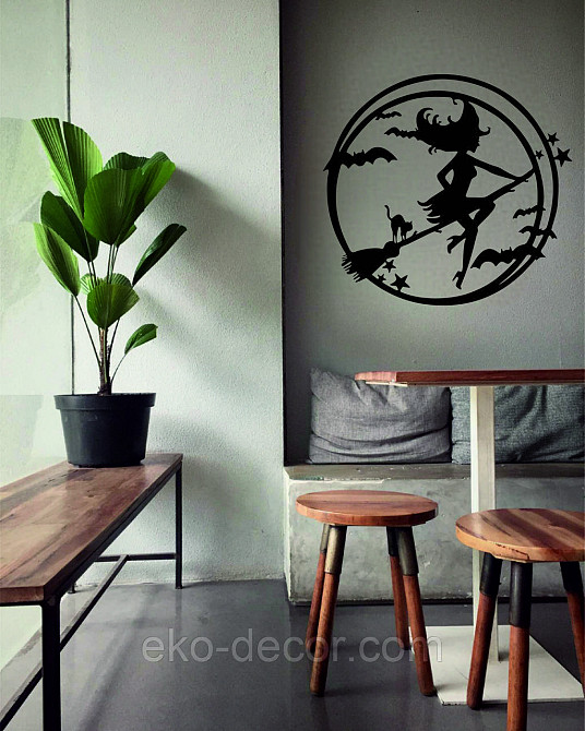 Декоративне настінне 3D Панно «Відьма», Декор на стіну з об'ємом 90*83 см, Чорний Київ - фото 5