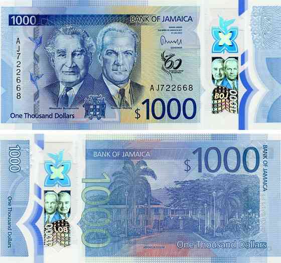 Ямайка 1000 доларів 2022р UNC Р-99 полімер 