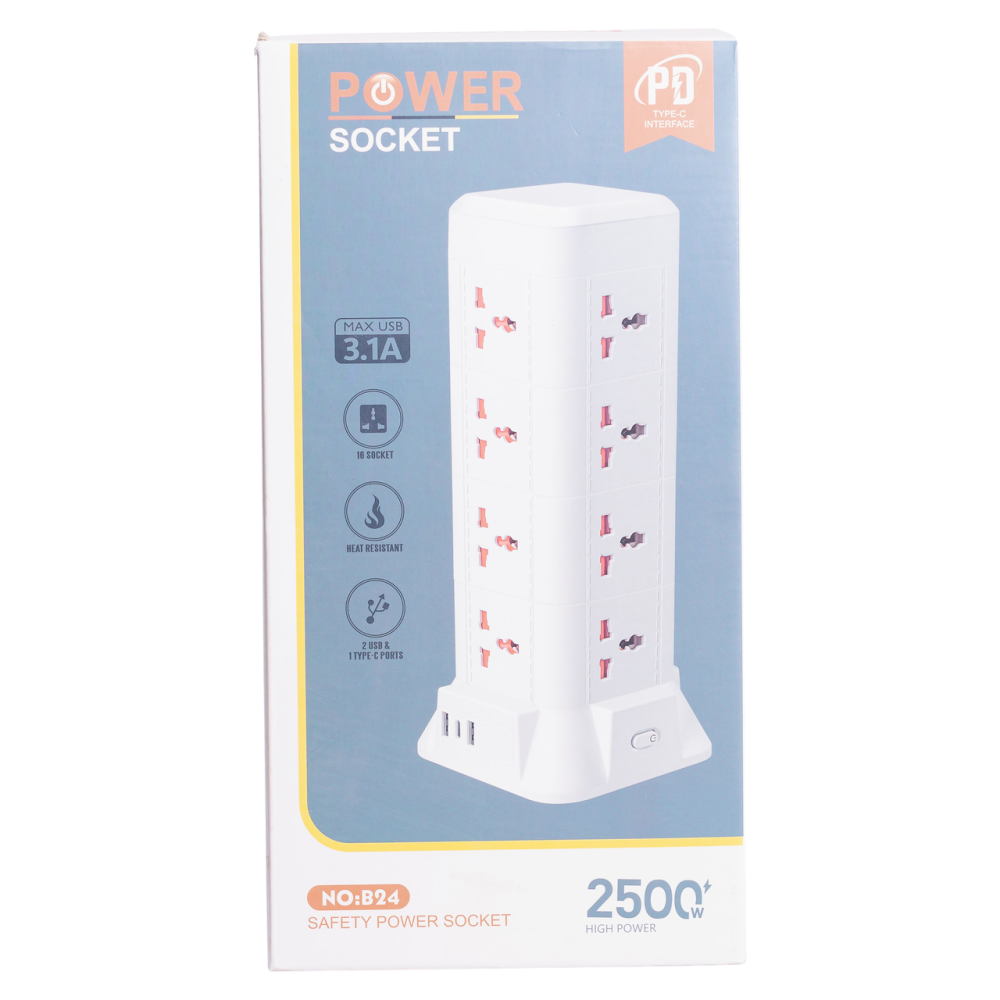 Yiwu Мережевий фільтр подовжувач 4.8 м з лампою на 12 універсальних розеток з 2 USB 1 Type-C бе Коломия - фото 10