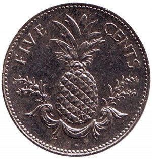 Ананас. Монета 5 центов, 2000 год, Багамские острова..(АЖ) Полтава - изображение 1