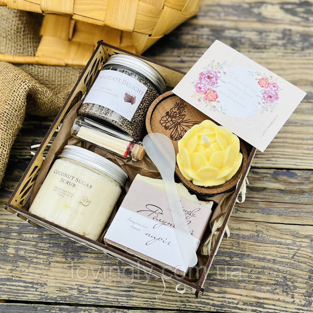 Подарочный набор для релакса с ароматической свечей, скрабом и жемчужинами для ванны | Lovingly Ирпень - изображение 5