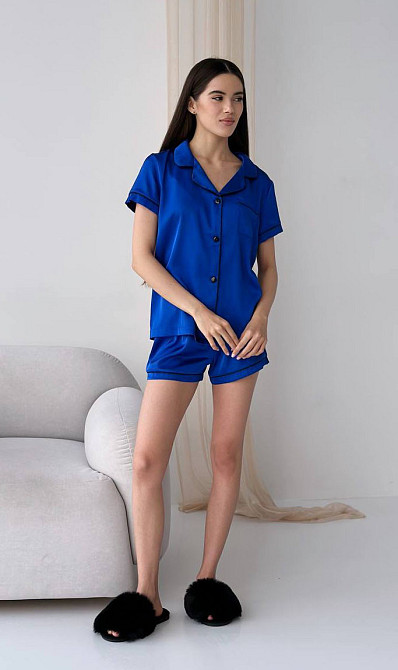 Коплект жіночій шовковий сорочка з шортами Електрик ч/к XL Харків - фото 1