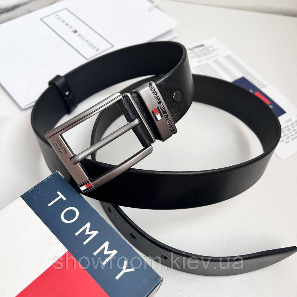 Мужской кожаный брендовый ремень (075) черный Киев - изображение 3