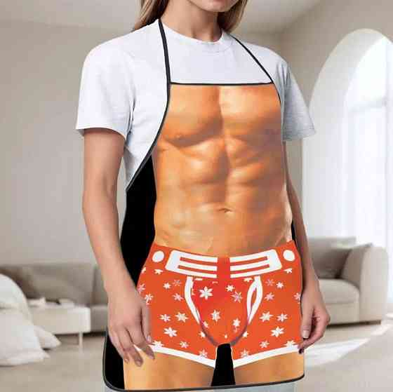 Фартух з приколом чоловічий з принтом торс 75 на 60 см різнобарвний Київ