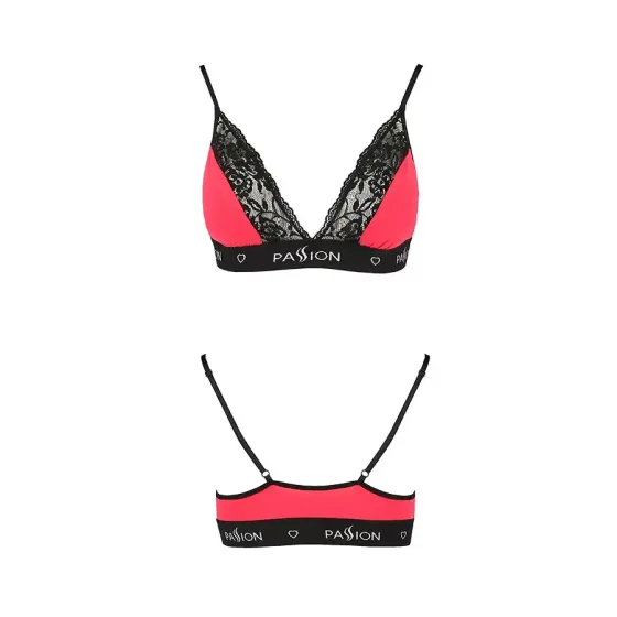 Еластичний топ з мереживом Passion PS001 TOP L, red-black Львів