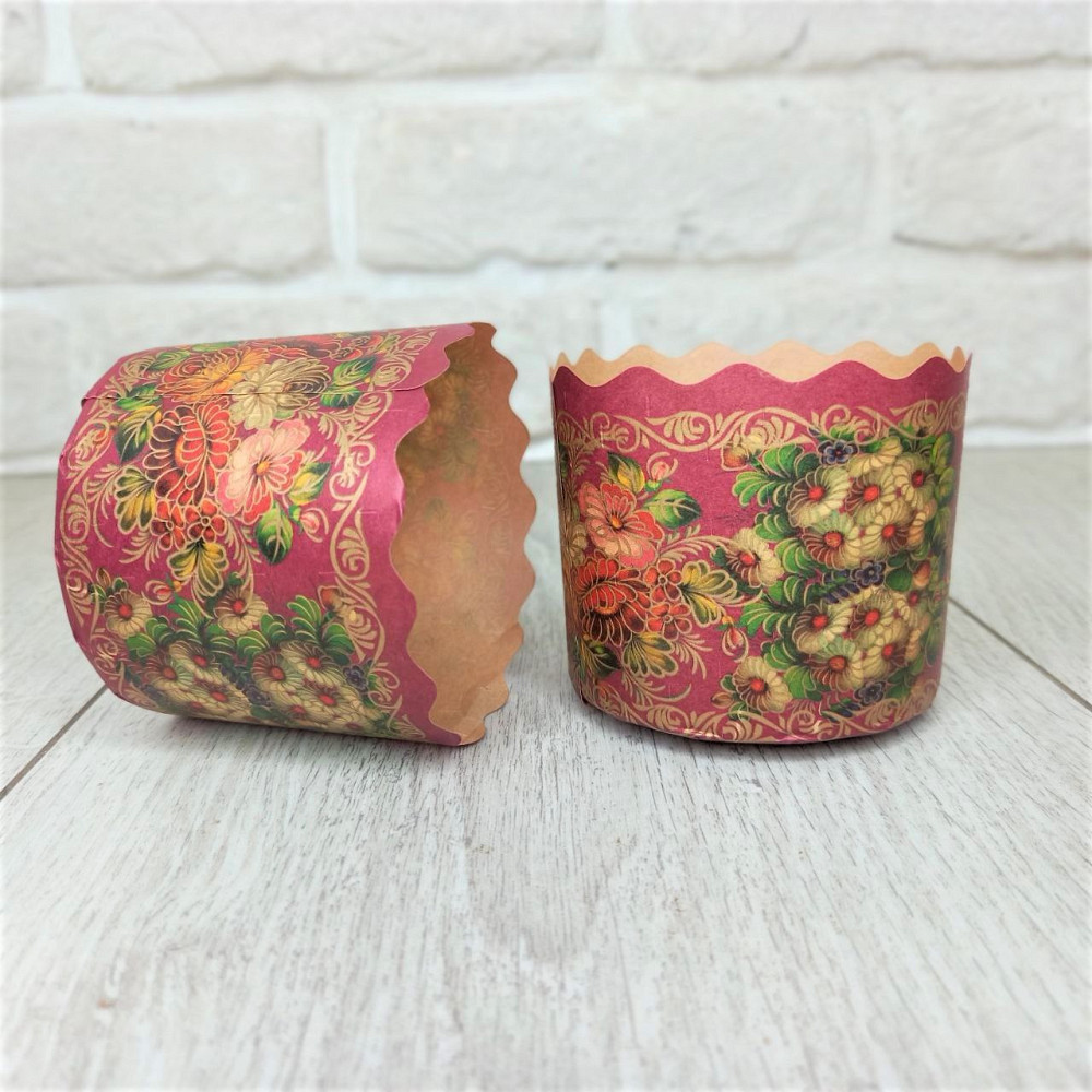 Паперова форма для пасок 70–100 г d70×h65 мм «Жостово», декоративна, 50 шт для випічки Харків - фото 3