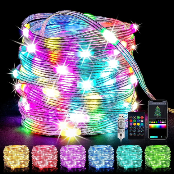 Розумна RGB LED-гірлянда Oreunik 10 м 100 LED, Bluetooth, iDeal LED, музична синхронізація, пульт, IP65, USB Київ