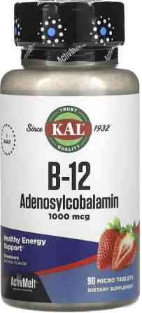 Витамин В12 аденозилкобаламин KAL B-12 Adenosylcobalamin1000 мкг 90 таб клубника Киев