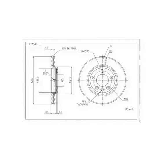 Диск Volken Bora, Polo 9N, Golf 4, 5, Octavia Tour, Fabia передний (256mmx22mm) тормозной Мукачево