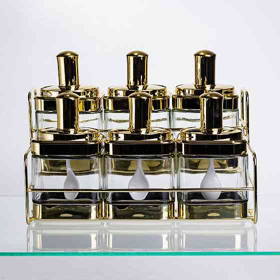 Набір банок для сипучих продуктів з ложкою, 6 шт, золото Київ