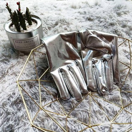 Перчатки вечерние серебристые спандекс Киев - изображение 1