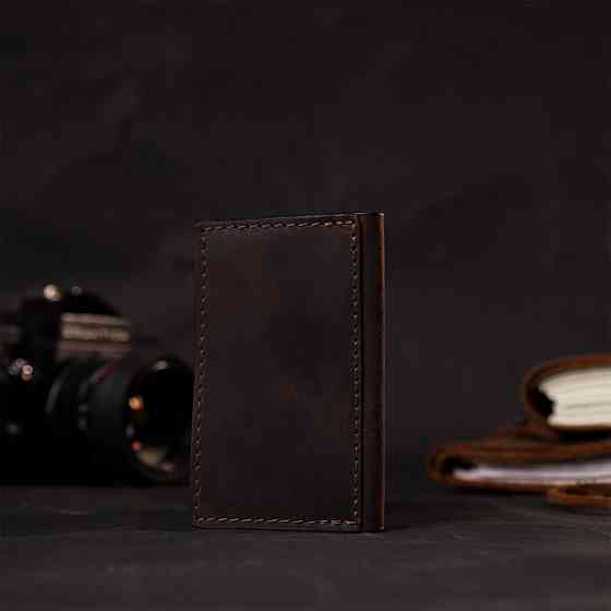 Практичний картхолдер з утримувачем для Apple AirTag з натуральної шкіри GRANDE PELLE 11606 Коричневий Київ