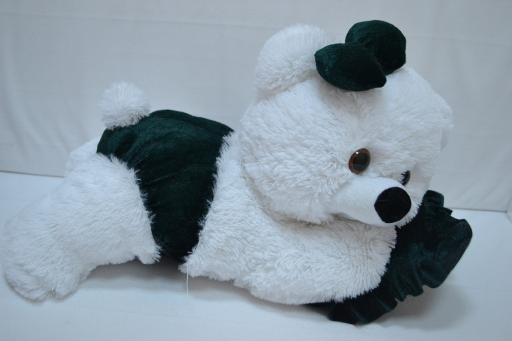 Алина Плюшевая мишка Малышка 45 см белый с изумрудным Киев - изображение 1