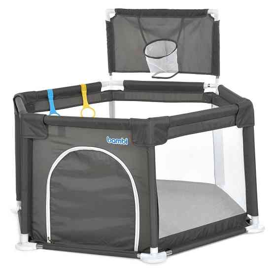 Дитячий манеж MR 1340-G, сірий, з баскетбольним кільцем Вінниця