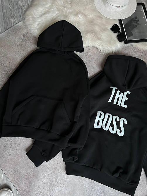 Парні теплі худі для закоханих з написом на спині тринитка на флісі Одеса - фото 8