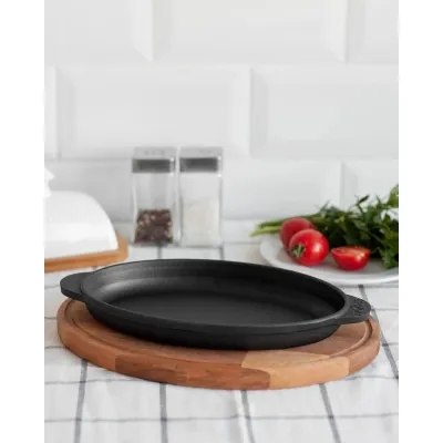 Сковорода Brizoll HoReCa чавунна овальна з підставкою 220х140х25 мм (H2214-D) Вінниця - фото 5