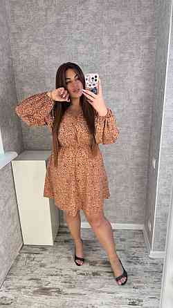 Женское стильное, романтичное, легкое платье из софта Оранжевый, 58/60 Одесса