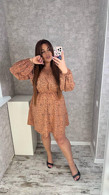 Женское стильное, романтичное, легкое платье из софта Оранжевый, 58/60 Одесса - изображение 5