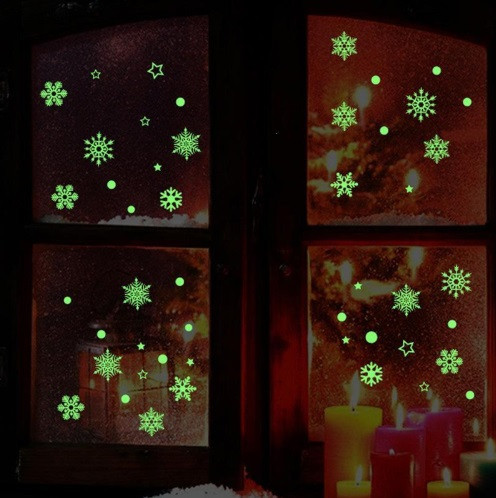 Новорічні наклейки Сніжинки фосфорні 210 на 245 мм салатовий Київ - фото 9