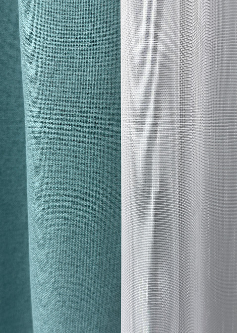 Комплект штор VR-Textil 100% блекаут ASHEN NIGHT 150х270 2шт і Тюль 600х270 1846ш-1153т лазурний з білим 71-089/5 Київ - фото 6