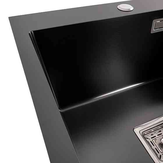 PLATINUM Кухонна мийка 50*50 PVD чорна Platinum Handmade з підставкою для ножів Коломия
