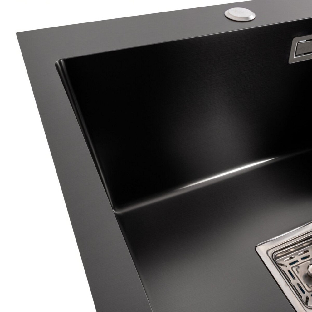 PLATINUM Кухонна мийка 50*50 PVD чорна Platinum Handmade з підставкою для ножів Коломия - фото 2