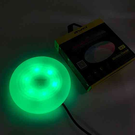 Бездротова зарядка з підсвічуванням 7 кольорів 10W 7 COLOR Awei W7 + WIRELESS CHARGE XD-91 Львів