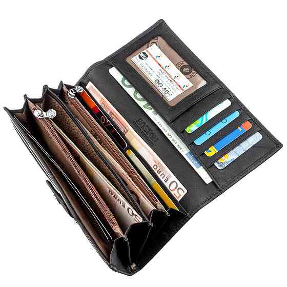 Жіночий гаманець з монетницьою на блискавки Чорний (Boston) Київ