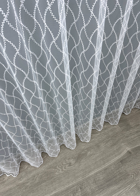 Тюль VR-Textil 1576т Фатин з вишивкою та люрексом Білий 500х270 см (42-0876) Київ - фото 8