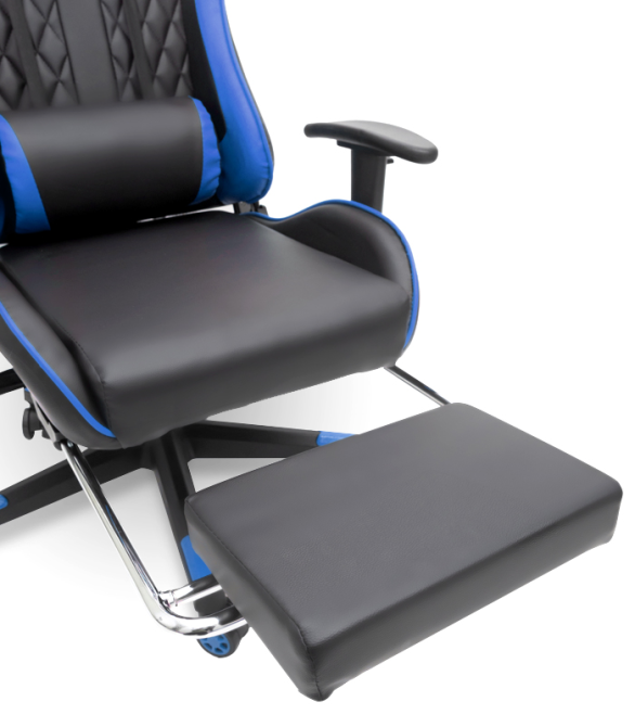 Геймерське комп'ютерне крісло з масажером, ергономічними подушками та підставкою для ніг, Чорний/Синій (G900) Київ - фото 3