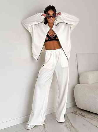 Женский стильный повседневный костюм двойка двухнить петля Белый, 42/44 Одесса