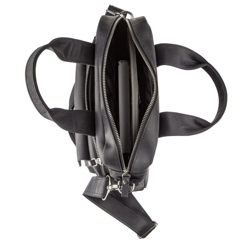 Мужская сумка вертикальная SHVIGEL 11169 под А4 матовая Черная Киев - изображение 2