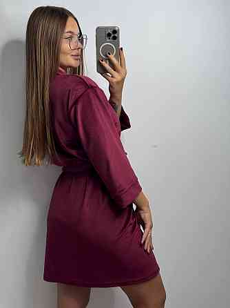 Халат жіночий плюш велюр під пояс Бордовий M Харків