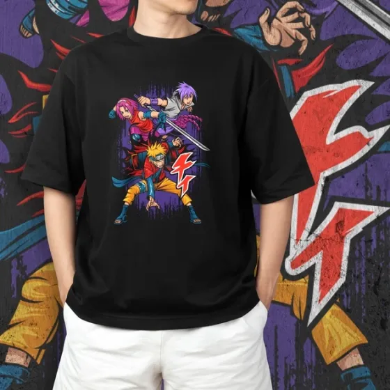 Футболка для подростка мальчика с принтом Наруто Команда 7 Размер 160 Anime10325 Днепр