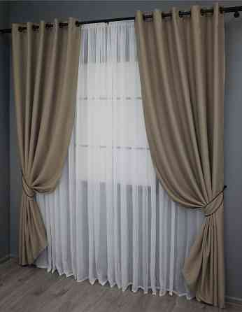 Комплект штор на люверсах VR-Textil Bagema Rvs № 1239ш 150х250 см 2 шт Молочний шоколад (37-0110) Київ