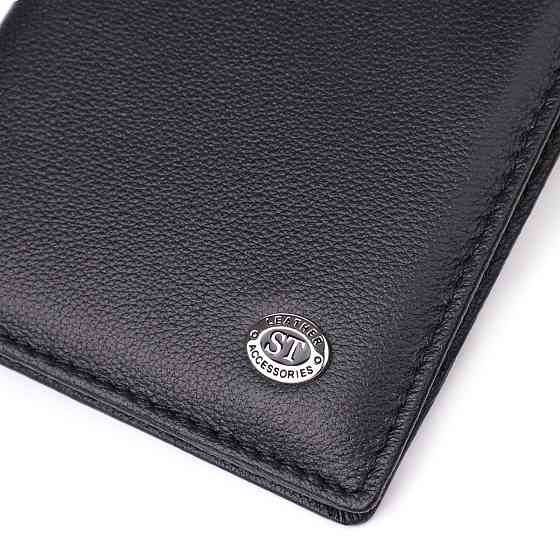 Стильная обложка на паспорт универсального формата из натуральной кожи ST Leather 23078 Черный Киев