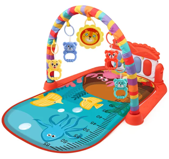 Развивающий коврик для детей с музыкальным пианино, подвесными игрушками, шкалой роста, морской тематики Каменец-Подольский