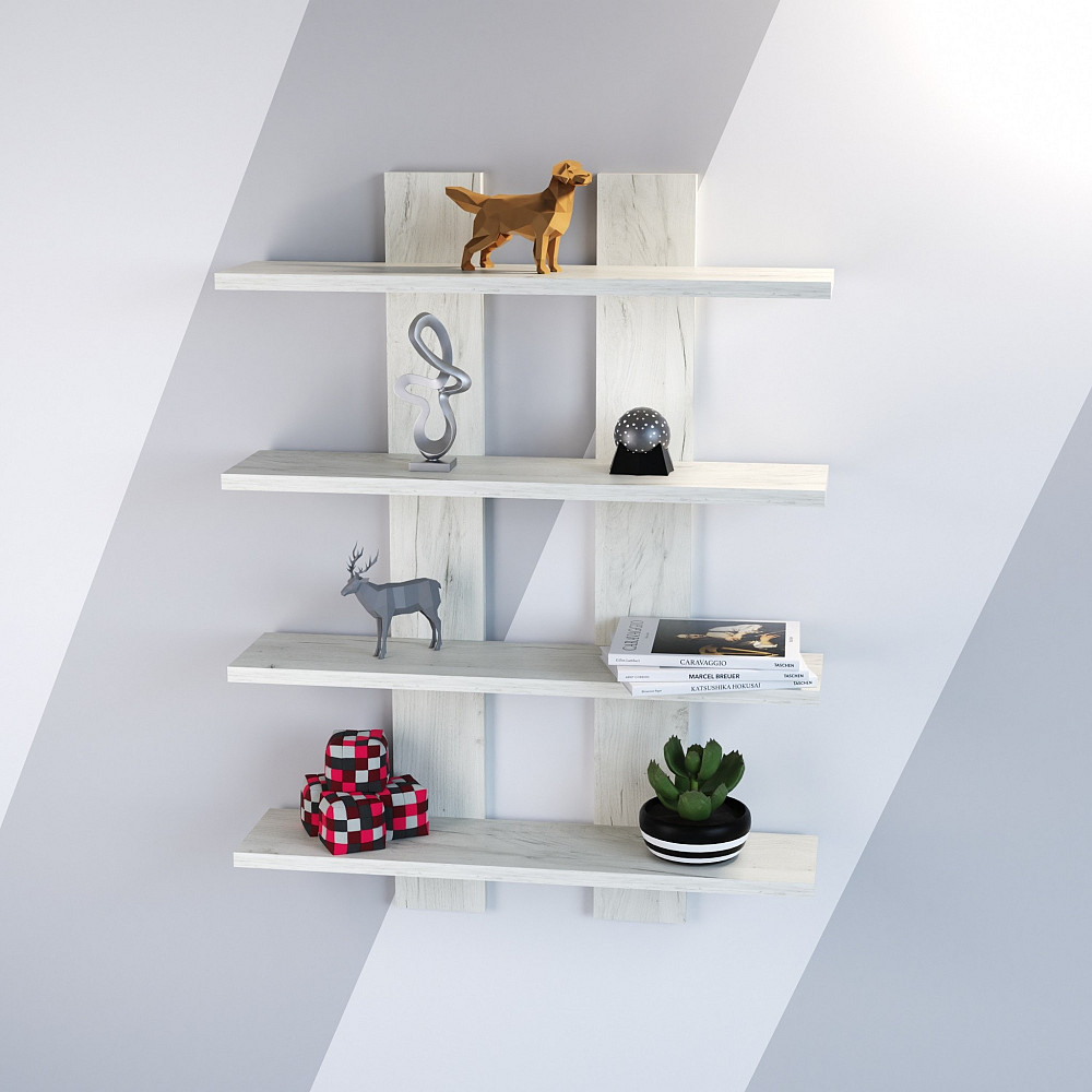 Полиця навісна П-4, Дуб Крафт Білий, 600/120/800 Львів - фото 4