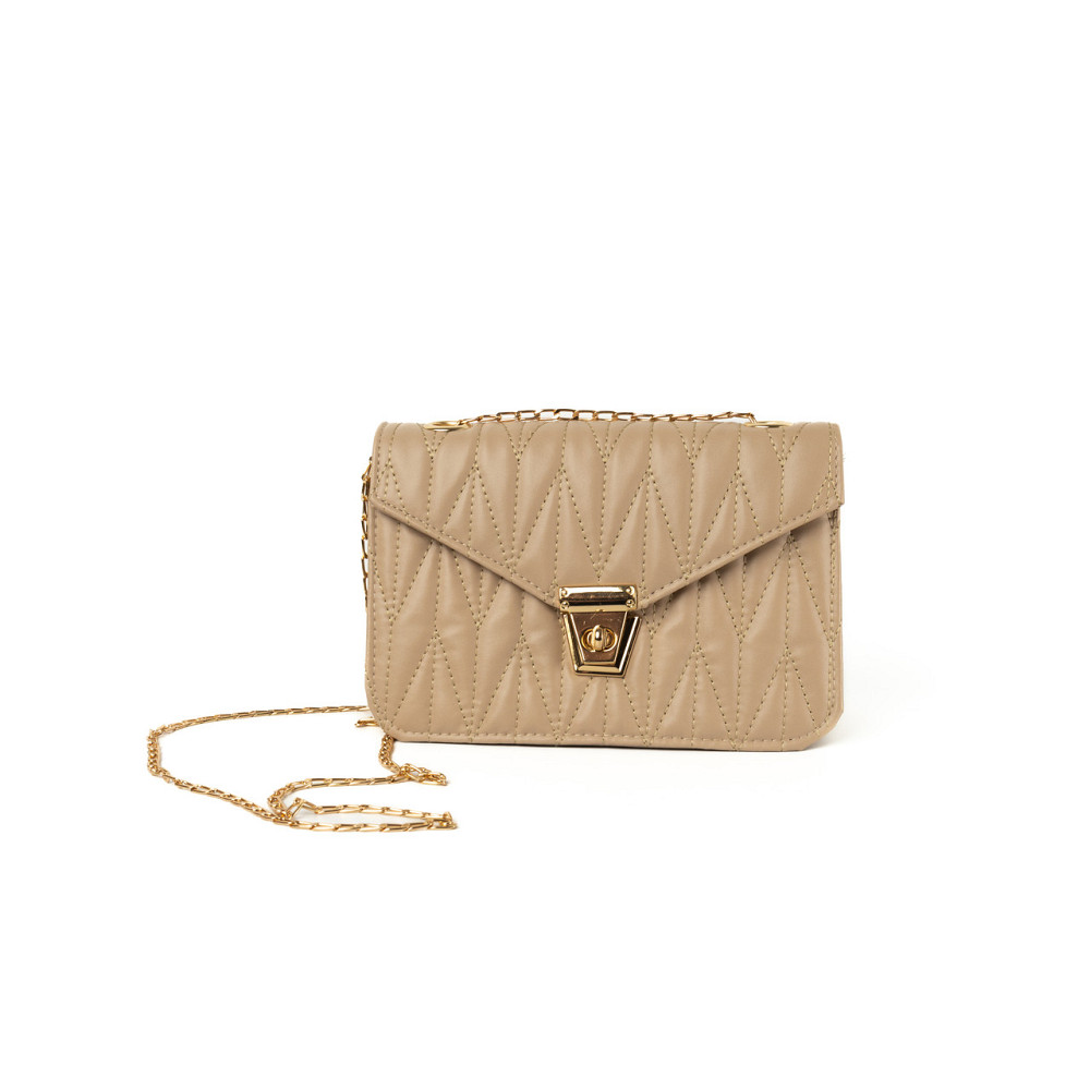 Сумка женская через плечо, сумочка калач со стеганым узором и ручкой-цепочкой, Бежевый Каменец-Подольский - изображение 1