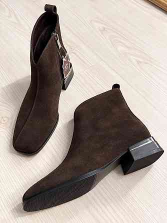 Ботинки женские Hoseily M-159-64 ботильоны короткие замшевые утепленные коричневые, 37, 23,5 см Киев