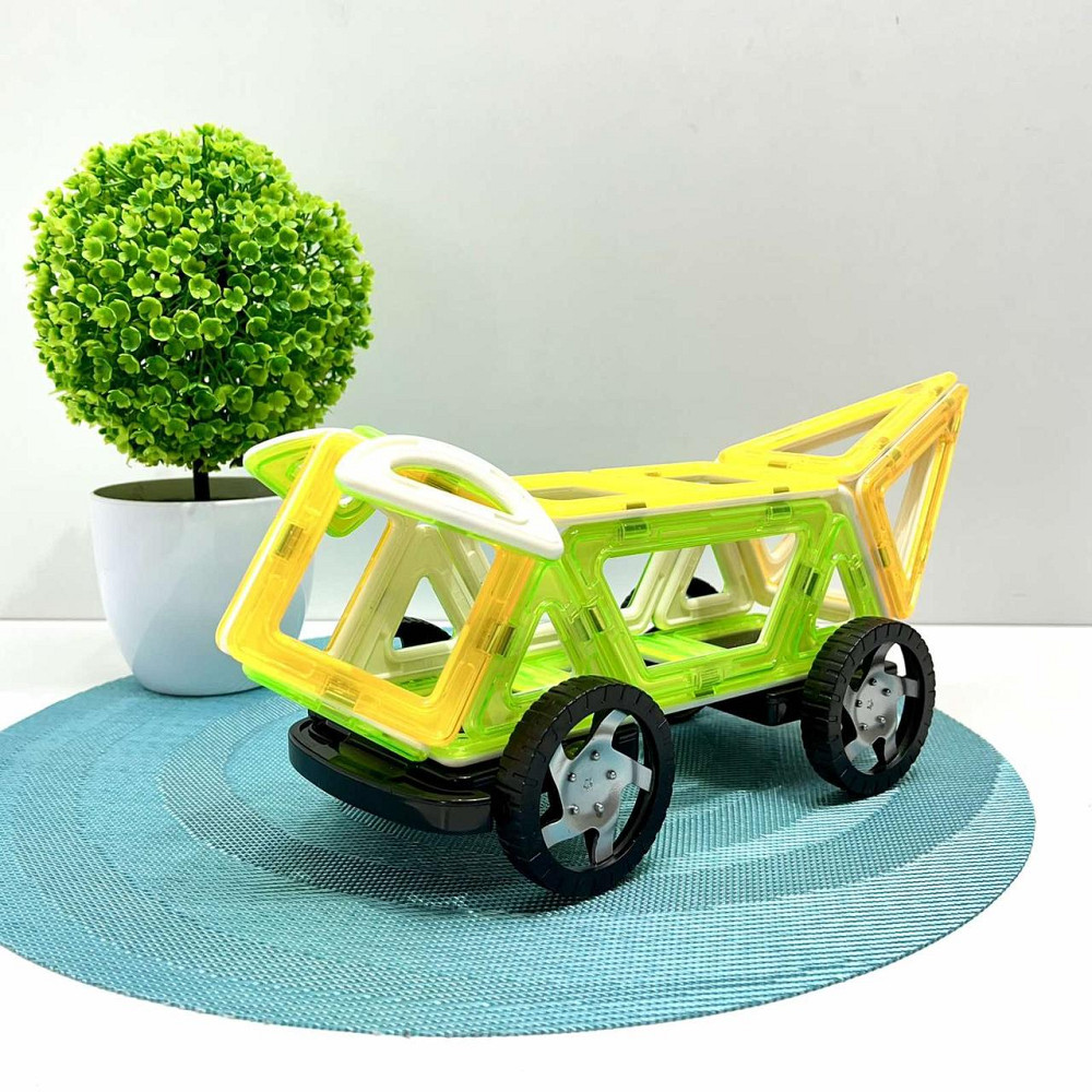 Конструктор магнітний Limo Toy Транспорт 56 деталей Зелено-жовтий (KB 1012) Чернигов - изображение 1