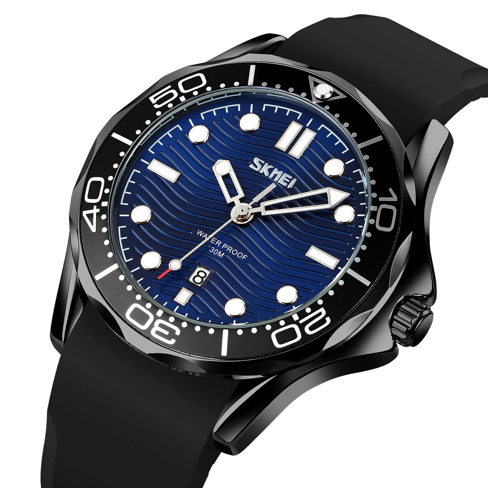 Skmei 9276PBKBU Black-Blue Silicone Strap SBR Київ - фото 2