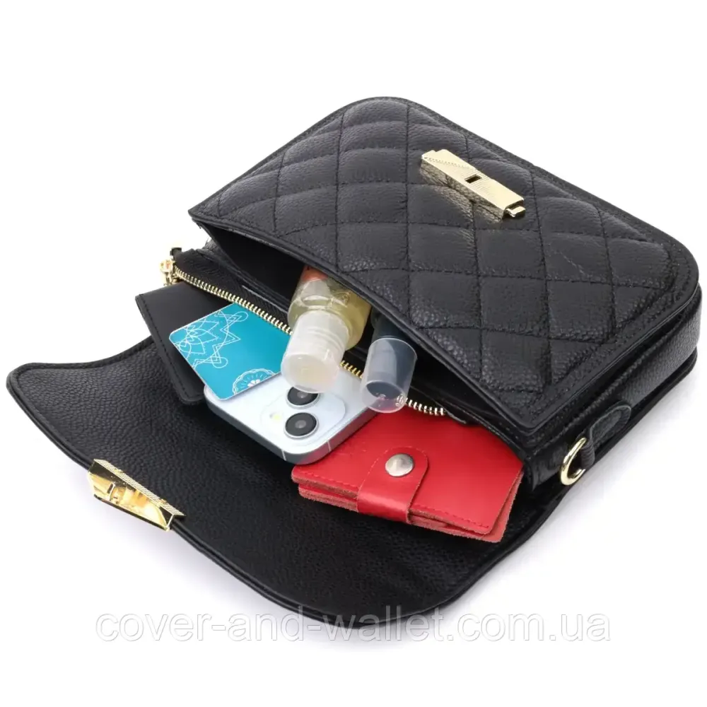 Елегантная кожаная черная женская сумка Киев - изображение 4