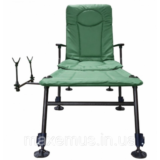 Карповое раскладное кресло-лежак для рыбалки со столиком и подставкой Bonro B-23 Зеленое (до 120 кг) Мостиська