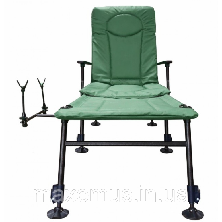 Карповое раскладное кресло-лежак для рыбалки со столиком и подставкой Bonro B-23 Зеленое (до 120 кг) Мостиська - фото 5
