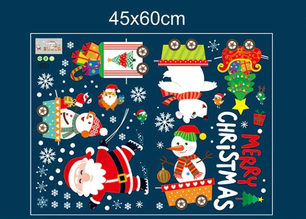 Наклейки новорічні Паровозик 100 на 45 см різнобарвний Київ - фото 3