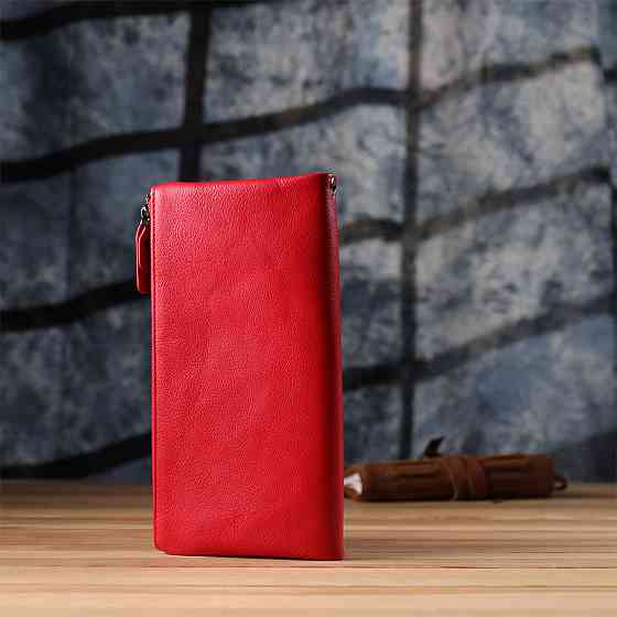 Шкіряний жіночий гаманець на три відділення ST Leather 23109 Червоний Київ