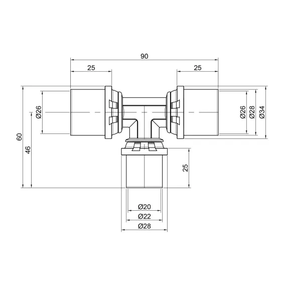 Трійник прес Icma 26х20х26 No406 Київ