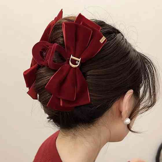 Заколка-крабик бант оксамитовий 