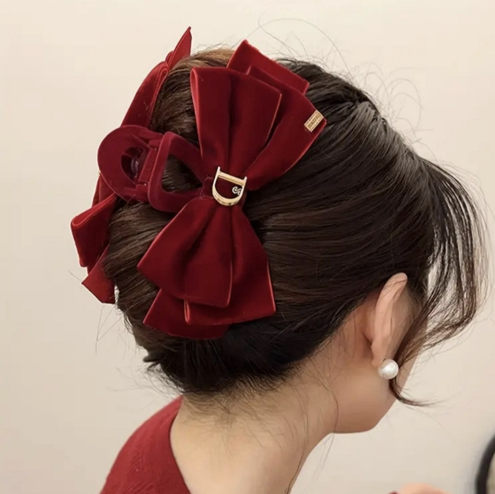 Заколка-крабик бант оксамитовий 